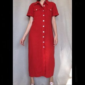 Vintage 90’s Robbie Bee Button Front Linen Dress